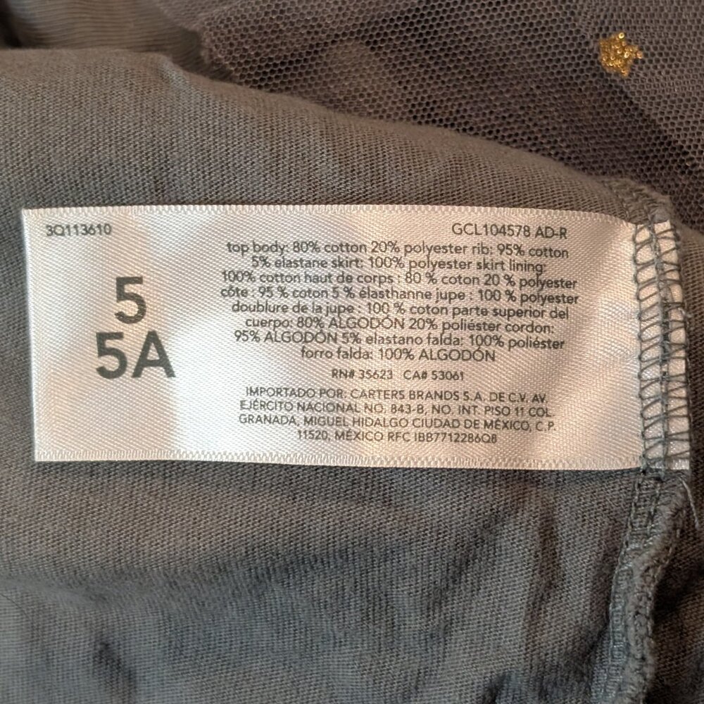 Carter's KID, Hoodie Dress, PInk.Grey w Strs, Sz 5/5A - Picture 4 of 10
